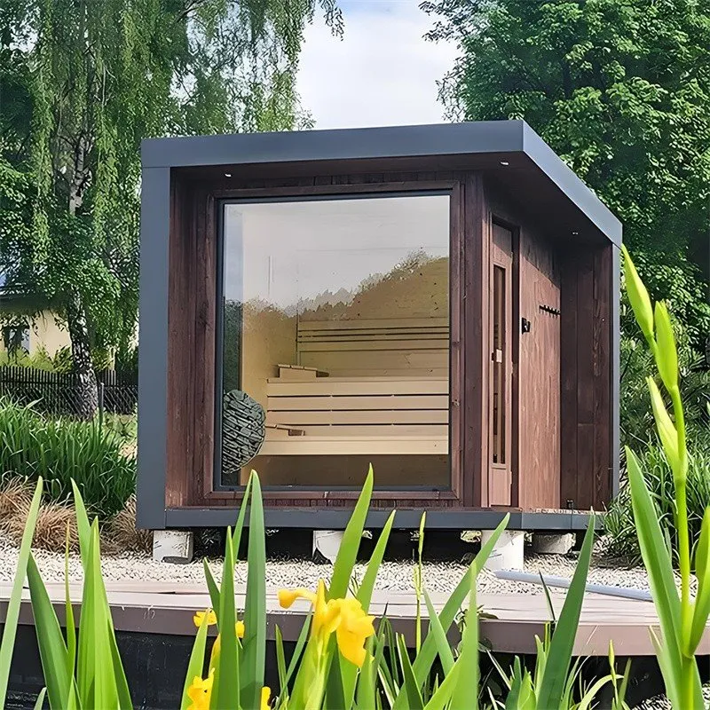 Ystafell Sawna Cedar Coch Sgwâr Gyda Ffenestr ar gyfer Clybiau Preifat