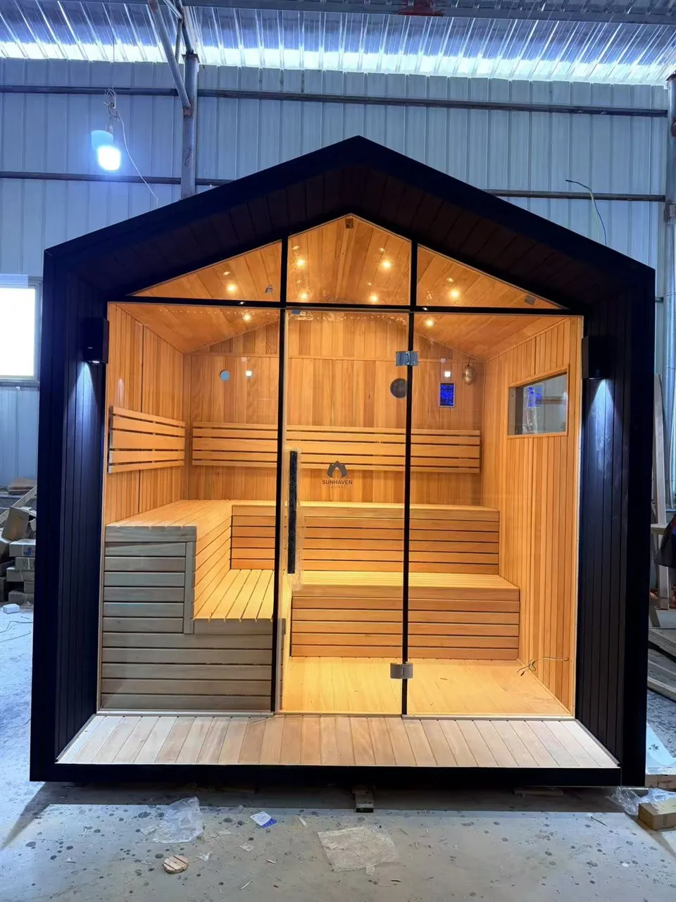 Sawna Meindwr Pren Solid Awyr Agored Ar Gyfer y Cartref